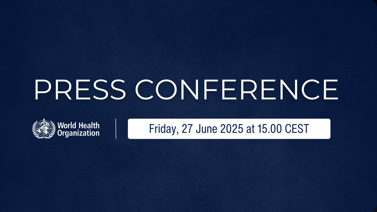 World Health Organization (WHO) (@who) on Twitter photo 📣 Join our press conference, hosted by WHO Director-General <a href="/DrTedros/">Tedros Adhanom Ghebreyesus</a>, on global health issues and an update from the Scientific Advisory Group for the Origins of Novel Pathogens (SAGO)
🗓️ Today at 15.00 CEST (Geneva time) 📣 Join our press conference, hosted by WHO Director-General <a href="/DrTedros/">Tedros Adhanom Ghebreyesus</a>, on global health issues and an update from the Scientific Advisory Group for the Origins of Novel Pathogens (SAGO)
🗓️ Today at 15.00 CEST (Geneva time)
