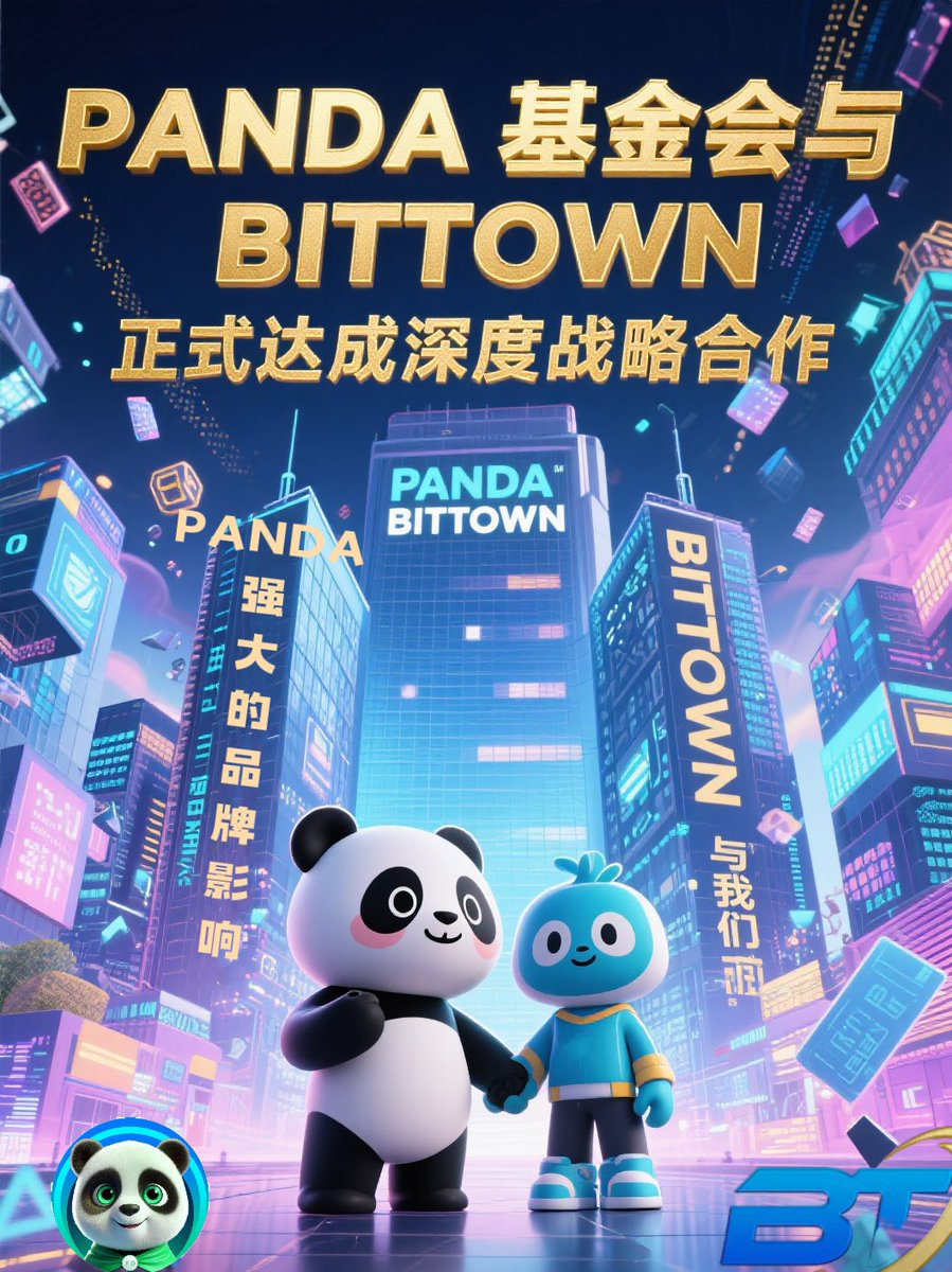 MTC_BitTown's tweet photo. PANDA基金会与BITTOWN正式达成深度战略合作，并将在BITTOWN元宇宙大楼璀璨亮相，同时祝贺FD2.0市场取得火爆佳绩！值此重要时刻，我们谨致PANDA基金会以最热烈的祝贺和最诚挚的祝福！
此次我们与PANDA基金会深度合作的达成，标志着双方在元宇宙生态建设与区块链应用领域迈出了坚实而关键的一步。 https://t.co/xzDGDuNZGE