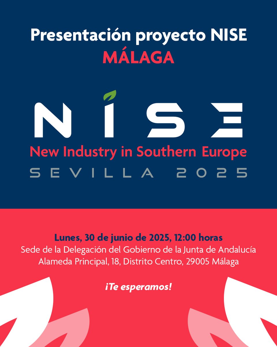 🚐 El roadshow de #NISESevilla2025 hace escala en #Málaga el lunes 30 de junio.

 📍12:00 h | Delegación del Gobierno
👥​ Con la participación de <a href="/FEDEME_/">FEDEME</a>, @CEM_Malaga y <a href="/MalagaJunta/">MálagaJunta</a>. 

🎯​ Una cita clave para impulsar la #industria andaluza.