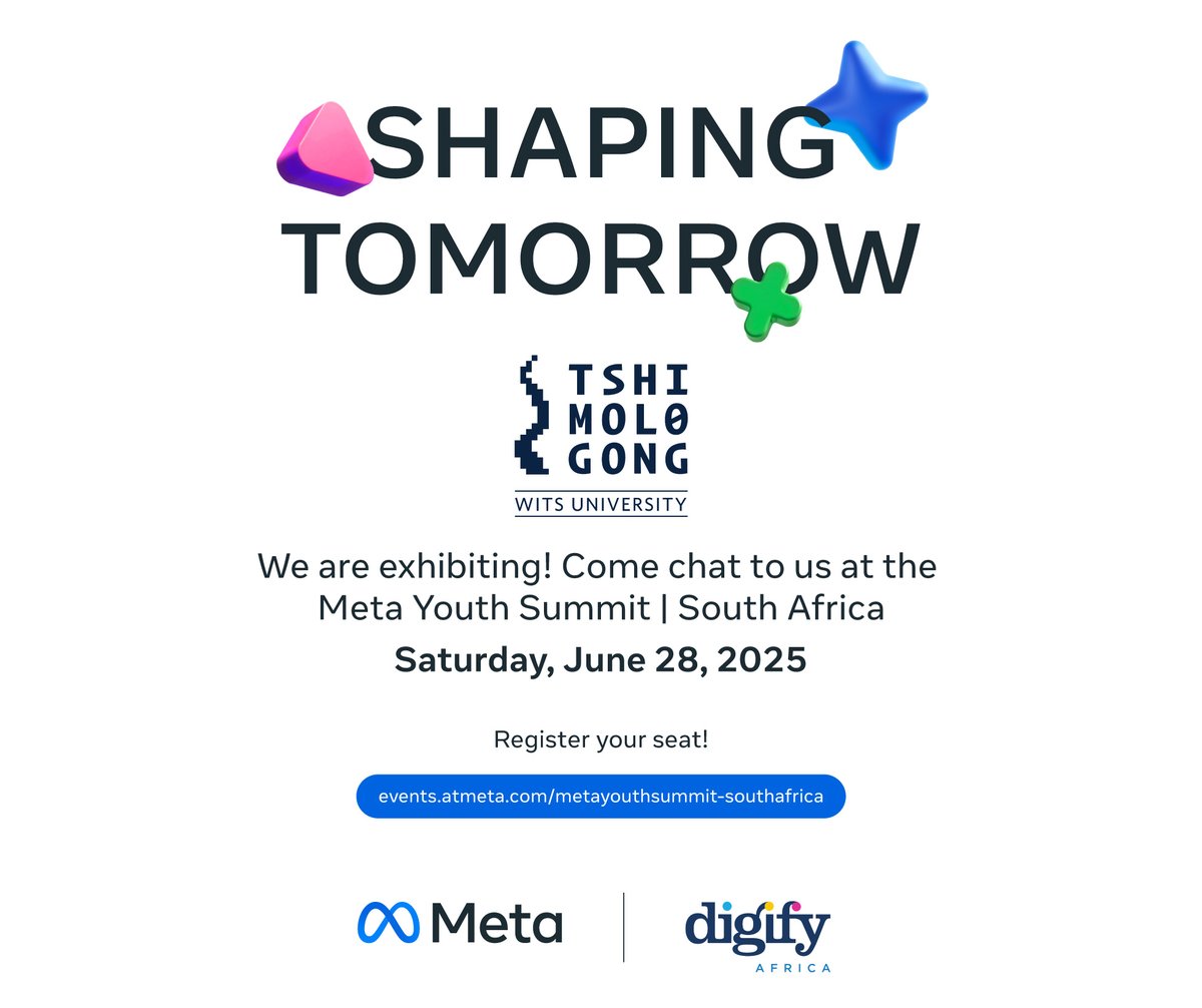 We have been invited to Exhibit at the Meta Youth Career Summit

Make sure to come to our stand to get more information about us and the work we do

📍: The Empire, 16 Empire Road, Parktown, Johannesburg
📅: Saturday, June 28, 2025
⏲️: 10:00 - 16:00 PM

#TshimologongTheFuture
