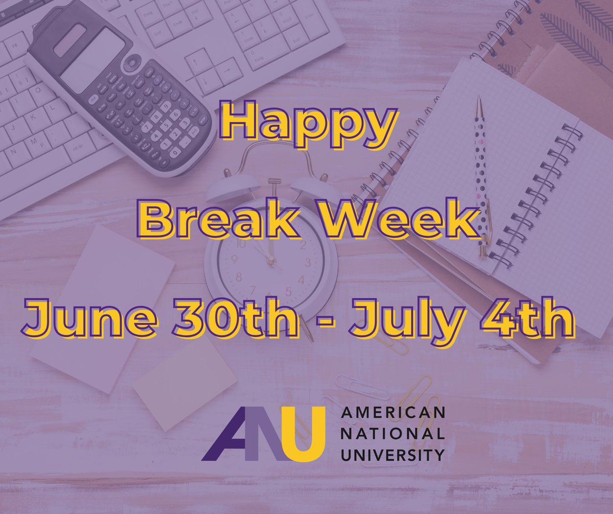AmNationalU's tweet image. Welcome to Break Week! 😊  Wishing students a relaxing and rejuvenating break. Enjoy your time off! 💜  #TermBreak