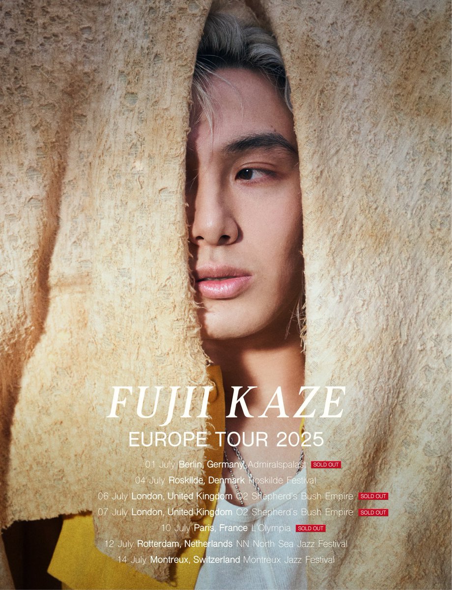 藤井風 #FujiiKaze ヨーロッパツアーに参加させていただきます。 I'm