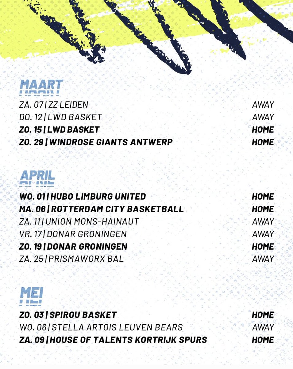 In de <a href="/BnxtLeague/">BNXT League 🇧🇪🇳🇱</a> gaat <a href="/LandstedeBasket/">Landstede Hammers</a> eerst op de Nederlandse toer. 
De seizoensopening is zondag 28 september in en tegen Rotterdam City Basketball (voorheen ZZ Feyenoord) 

Check 🔽 hier🏀nder het hele programma.
 landstedehammers.nl/competitieprog…

#hammertime #landstedehammers