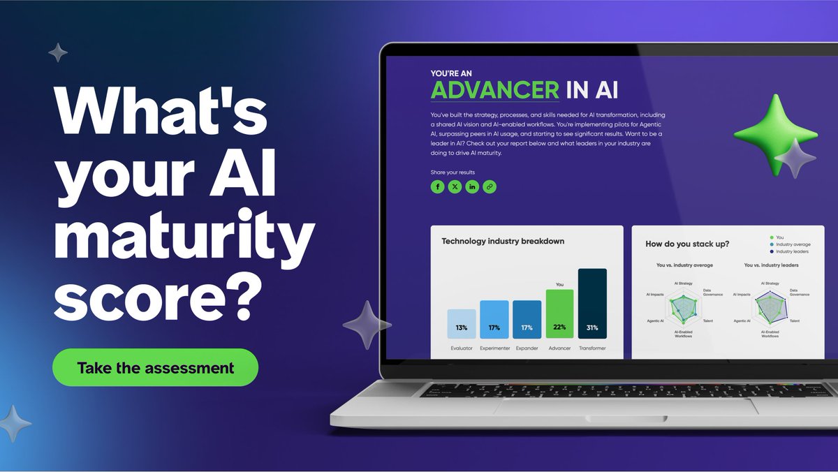 Ramyarag's tweet photo. AI innovation is moving at record speed. Are you keeping up? Take our self-assessment to find out how your organization stacks up against top enterprises across the globe: https://t.co/izqRf2COm7 https://t.co/BxLGzBGSOh