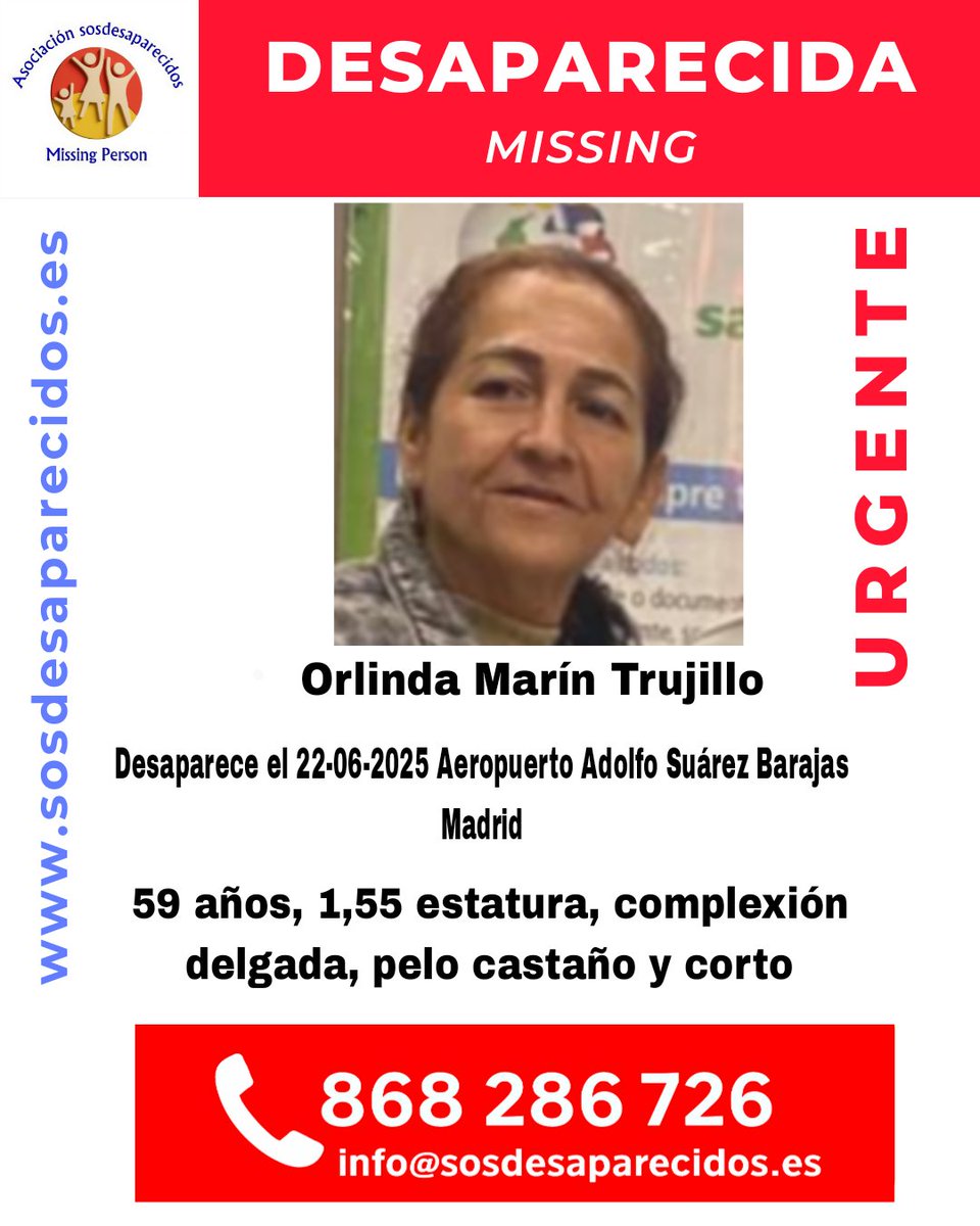 sosdesaparecido's tweet photo. 🆘 DESAPARECIDA
🟠 Persona Vulnerable 
#sosdesaparecidos #Desaparecido #Missing #España #Madrid #Aeropuerto
Fuente: sosdesaparecidos
Síguenos @sosdesaparecido https://t.co/cBClgmldNl
