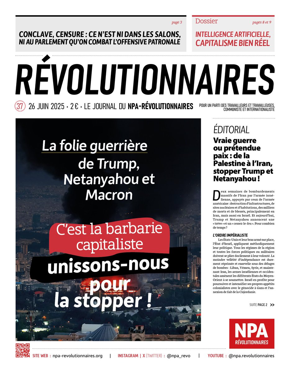 Le Révolutionnaires nº37 est disponible à la vente auprès de nos militants !