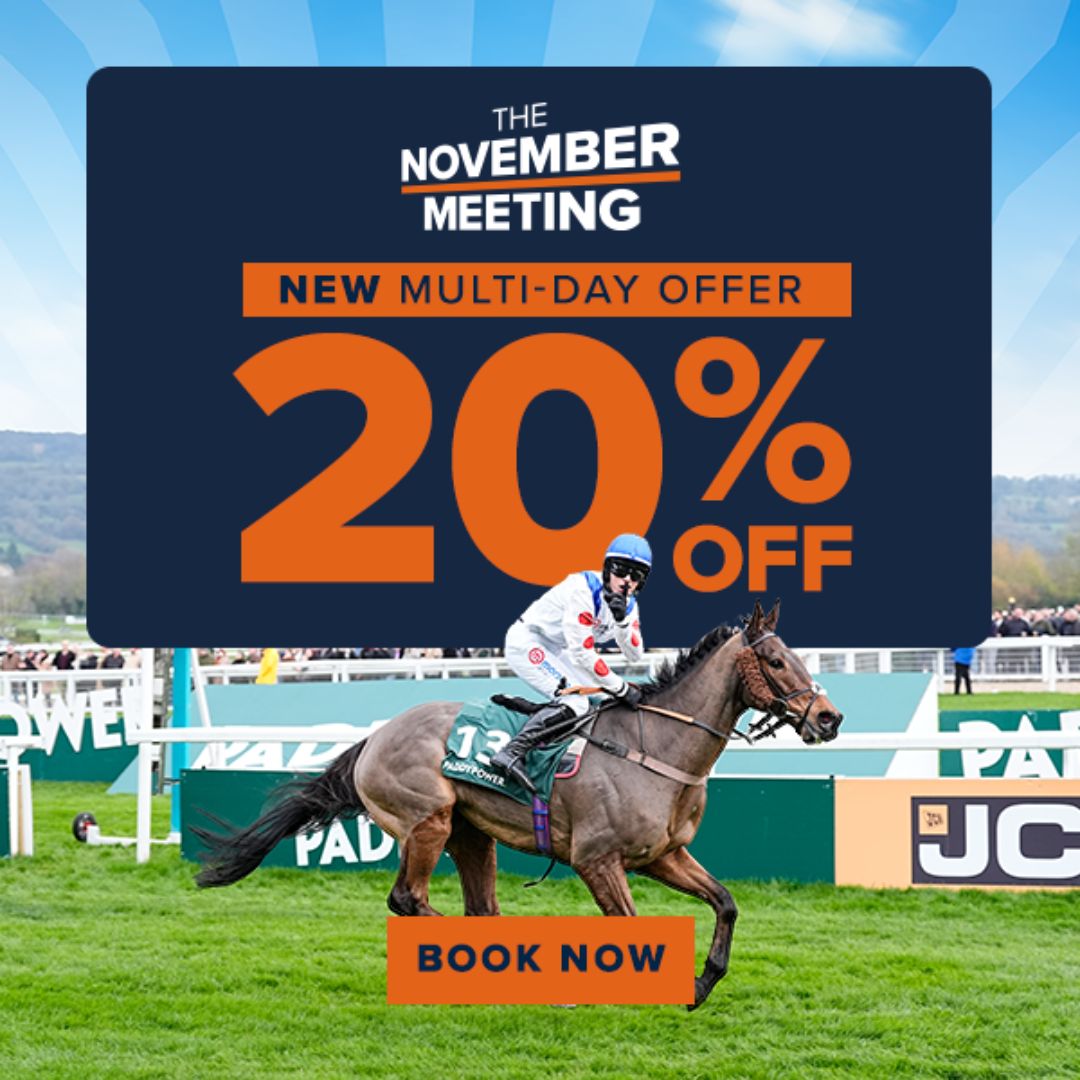 🏇 The November Meeting returns!

Book a ticket to Saturday &amp; get 20% OFF additional days with our Multi-Day Offer. Enjoy three days of incredible jumps racing at Cheltenham 🏆

📅 15–17 Nov 2025
🎟️ Book now 👉 [thejockeyclub.co.uk/cheltenham/eve…]

#Cheltenham #TheNovemberMeeting