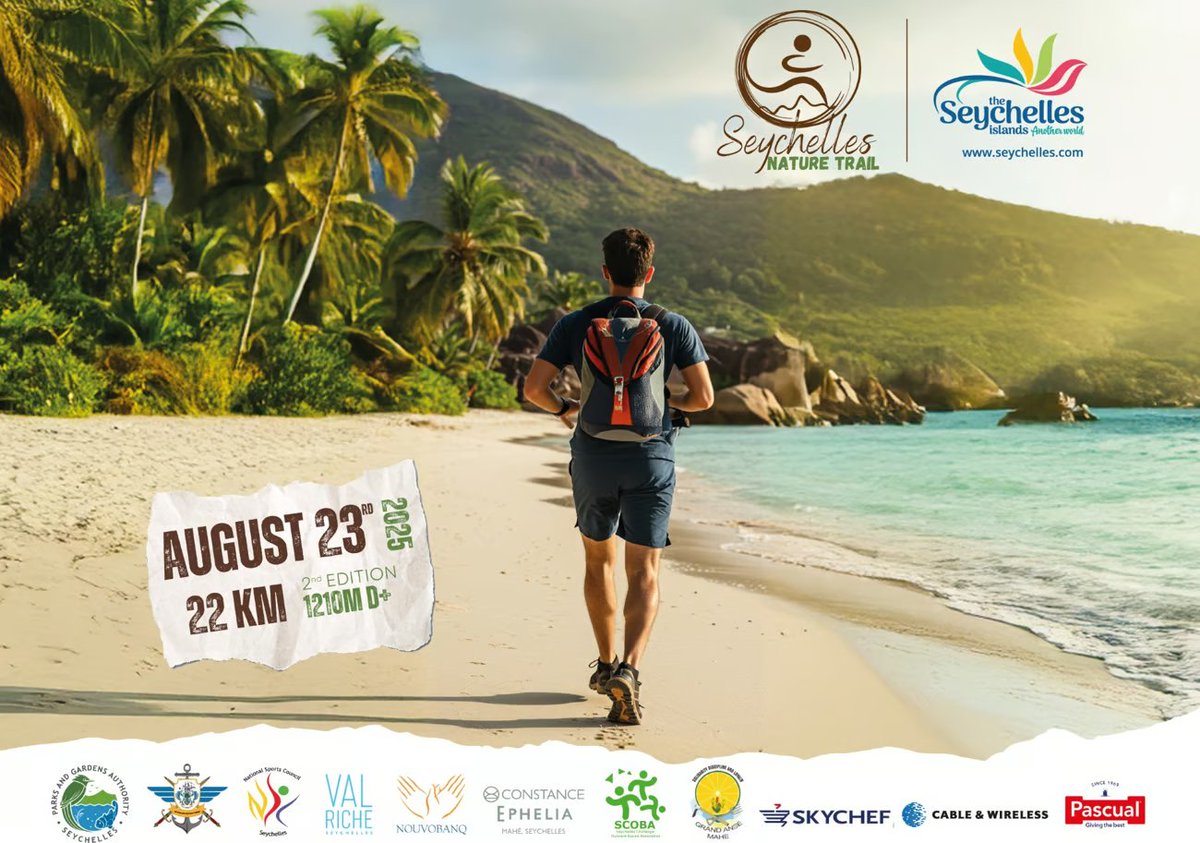 #VoyagesAfriq | On 23 August 2025, race through the heart of paradise.

From Cap Ternay to Anse Major, the Seychelles Nature Trail awaits your footprints. 

Registration closes 1 August, don’t miss this ultimate trail experience.

Sign up now!

ilop.re/ilop-sport/sey…