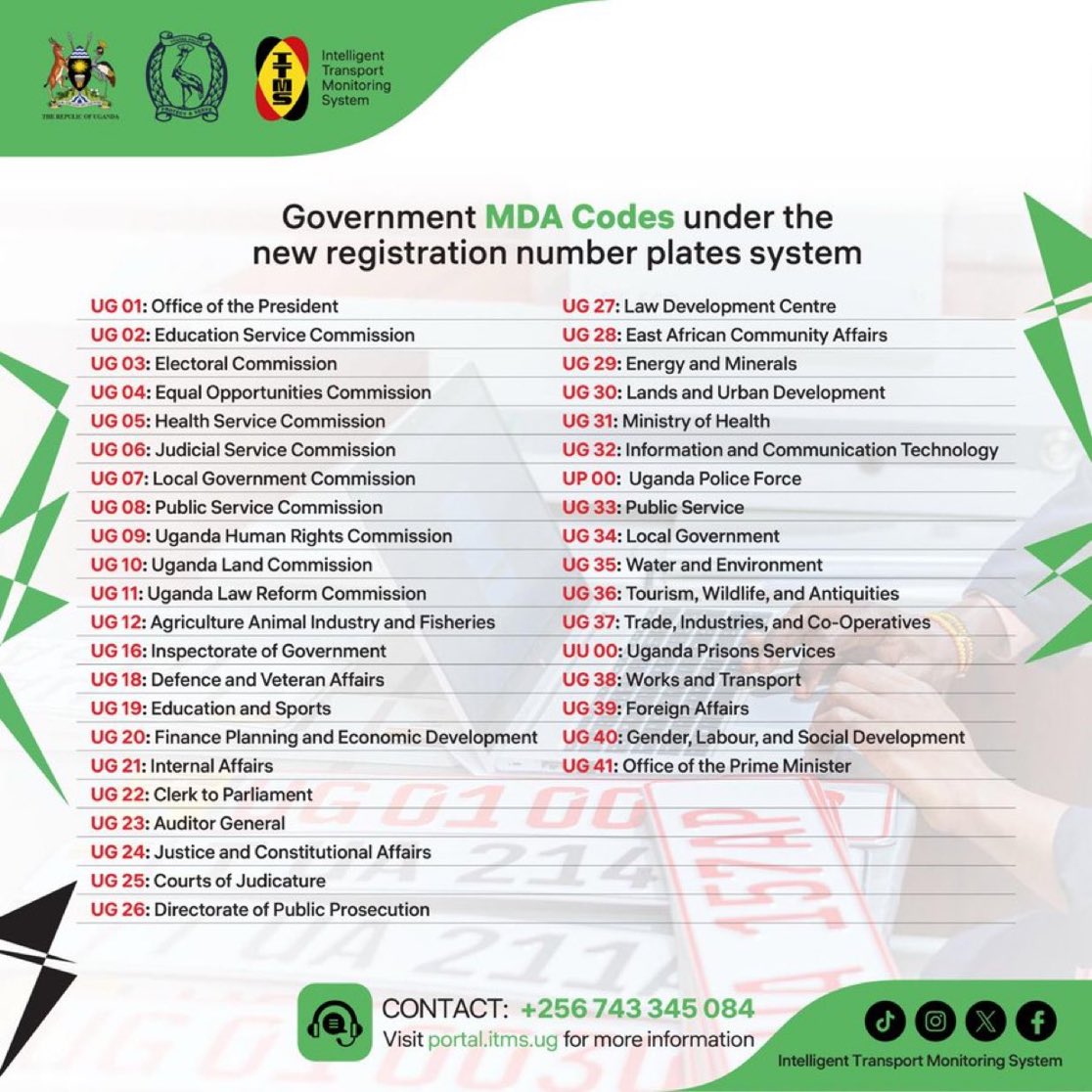 ssentongopeter5's tweet photo. Keep an eye out for the new digital number plates now featuring @GovUganda MDA codes.
These identifiers are designed to strengthen vehicle traceability and improve transparency across government fleets.
#ITMSUg #EPSAuto https://t.co/3cAYQYrfFB