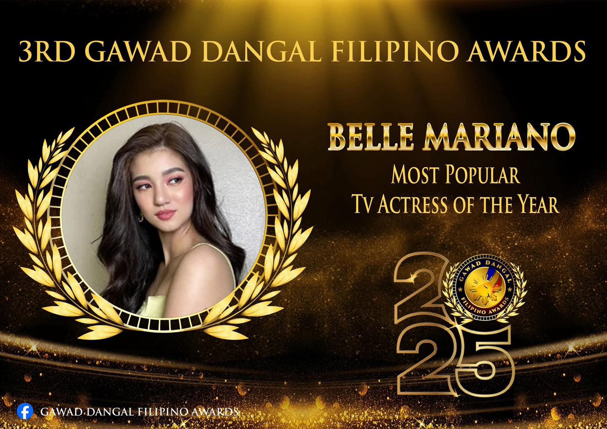 Congratulations, Belinda! 

3rd Gawad Dangal Filipino Awards
Most Popular TV Actress of the Year  

You truly deserve this. Keep shining <a href="/bellemariano02/">Belle</a> 💫✨

#BelleMariano
