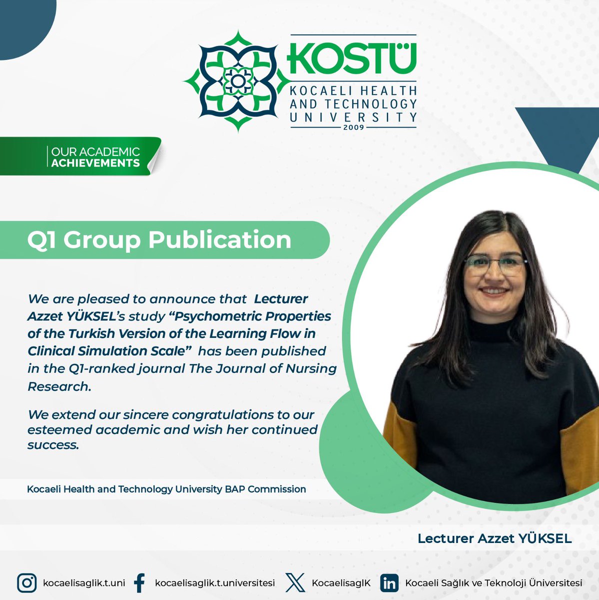 🇹🇷Sağlık Bilimleri Fakültesi Öğr. Gör. Azzet Yüksel'i tebrik eder, başarılarının devamını dileriz.

#KOSTÜ #AkademikBaşarılarımız 

🇬🇧We congratulate Instructor Azzet Yüksel from the Faculty of Health Sciences and wish him continued success in his future endeavors.

#KOSTÜ