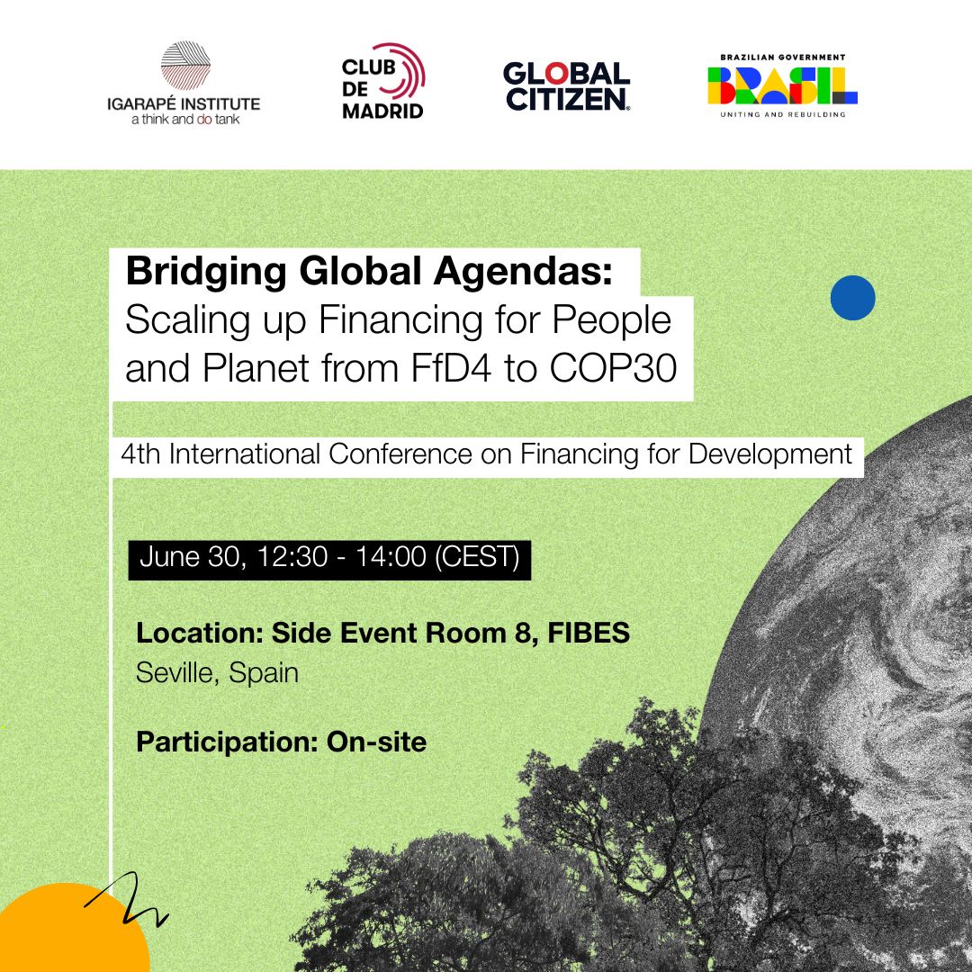 ClubdeMadrid's tweet image. 🌍 Bridging Global Agendas: Scaling up Financing for People &amp;amp; Planet from #FfD4 to #COP30.

How can global finance drive just, inclusive, nature-positive transitions in the Global South? Join us in Seville to find out.

🗓️ June 30, 12:30
📍 FIBES, Room 8
#Financing4Development