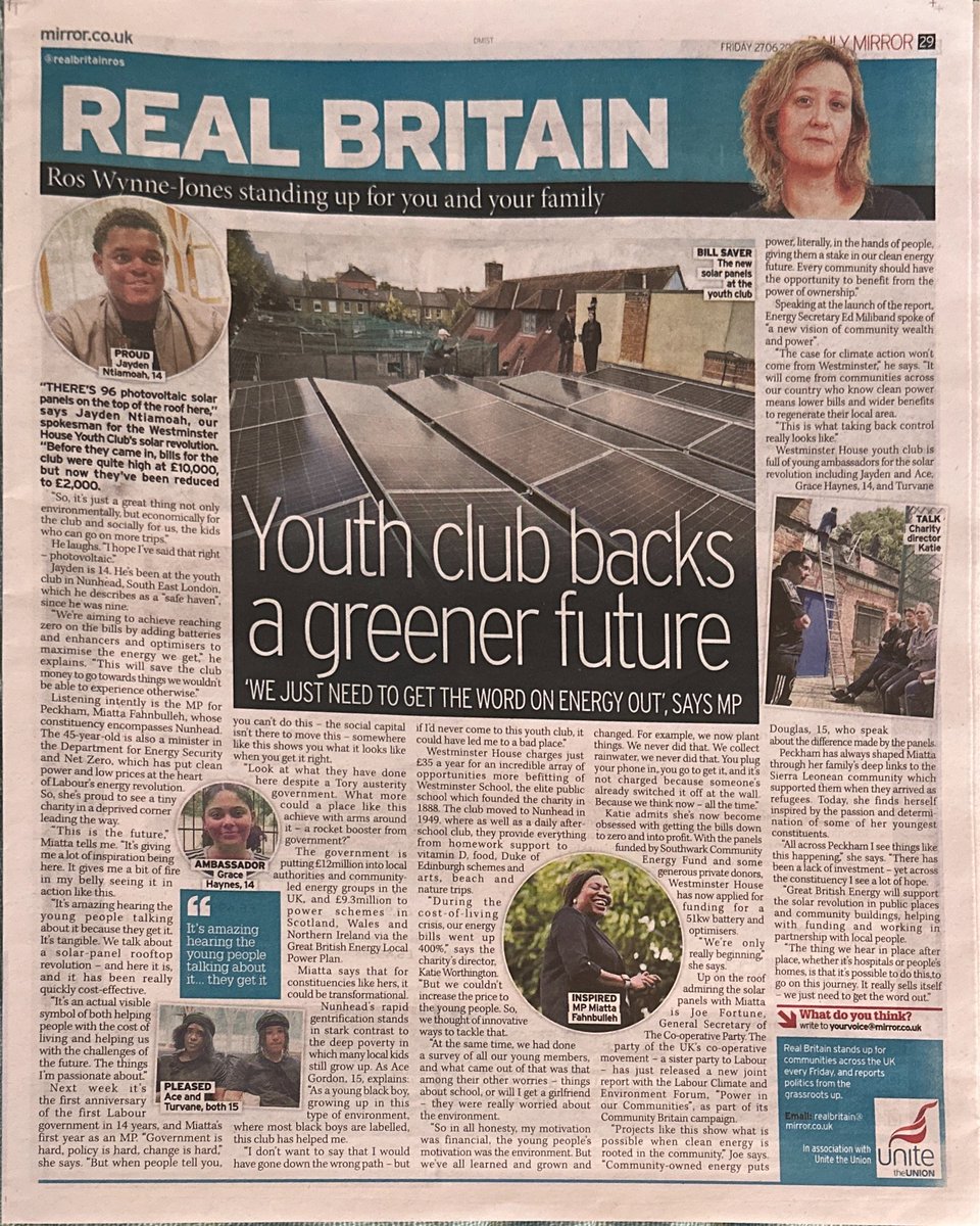 WHYC (@whycnunhead) on Twitter photo We are so #proud of our #renewableenergy journey so far so it’s wonderful to see it recognised in
<a href="/DailyMirror/">The Mirror</a> today! Thanks to Railton Energy for designing our system SCEF <a href="/cjspeechless/">cjspeechless</a> and many others for funding and <a href="/Miatsf/">Miatta Fahnbulleh</a> & <a href="/roswynnejones/">Ros Wynne-Jones</a>
& Tom for supporting. #youthwork We are so #proud of our #renewableenergy journey so far so it’s wonderful to see it recognised in
<a href="/DailyMirror/">The Mirror</a> today! Thanks to Railton Energy for designing our system SCEF <a href="/cjspeechless/">cjspeechless</a> and many others for funding and <a href="/Miatsf/">Miatta Fahnbulleh</a> & <a href="/roswynnejones/">Ros Wynne-Jones</a>
& Tom for supporting. #youthwork