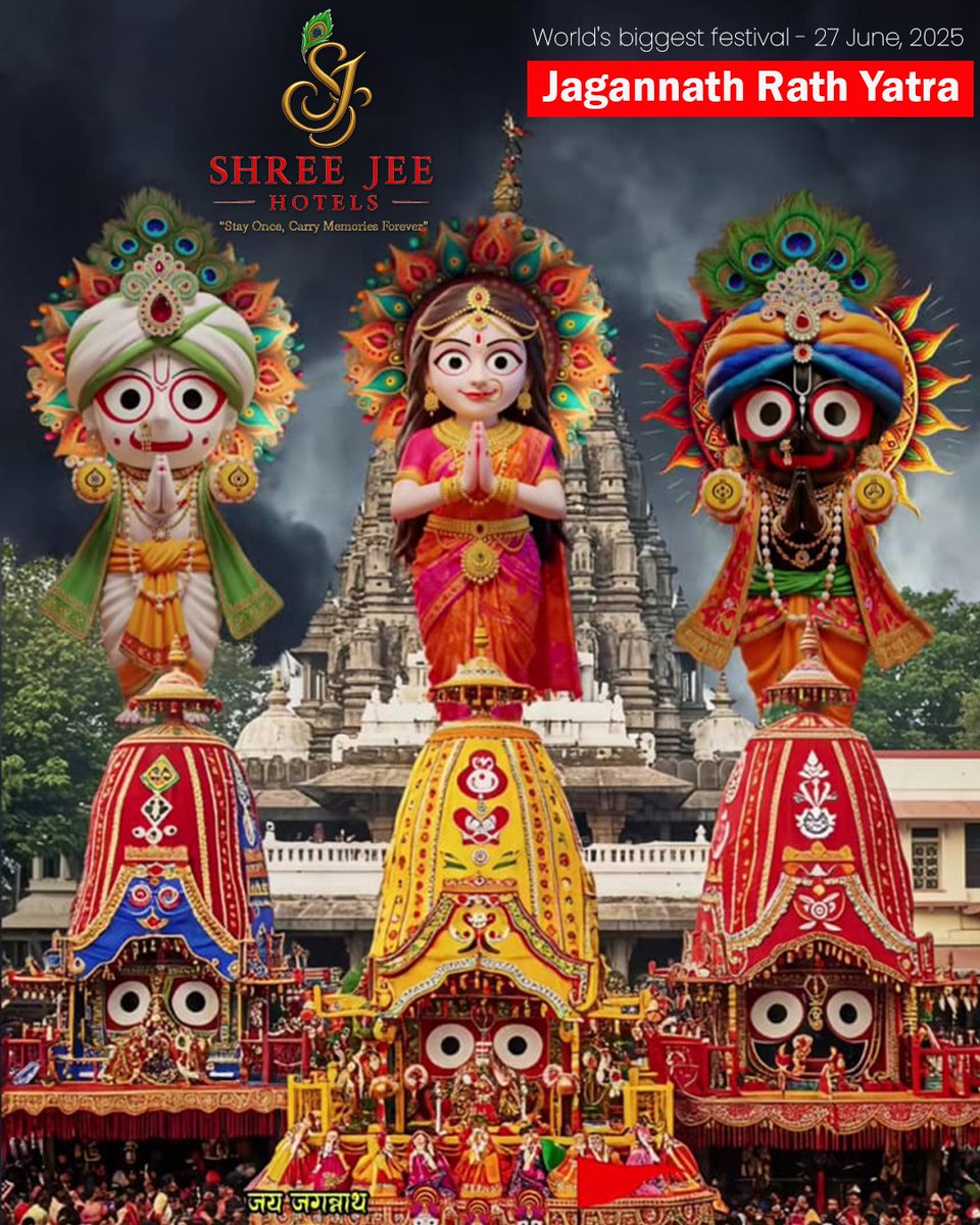 ShreeJee_Hotels's tweet image. 📿 Celebrate the Divine Journey of Lord Jagannath! 🙏
Experience the spiritual bliss of Jagannath Rath Yatra in Vrindavan, and let your stay be as peaceful as your pilgrimage.

#JagannathRathYatra #VrindavanDiaries #ShreeJeeHotels #DivineStay #RathYatra2025