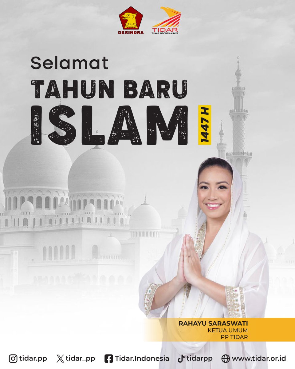 tidar_pp's tweet photo. Selamat tahun baru Islam 1447H.

#tidar #gerindra #tahunbaruislam https://t.co/dIqnKFutQu