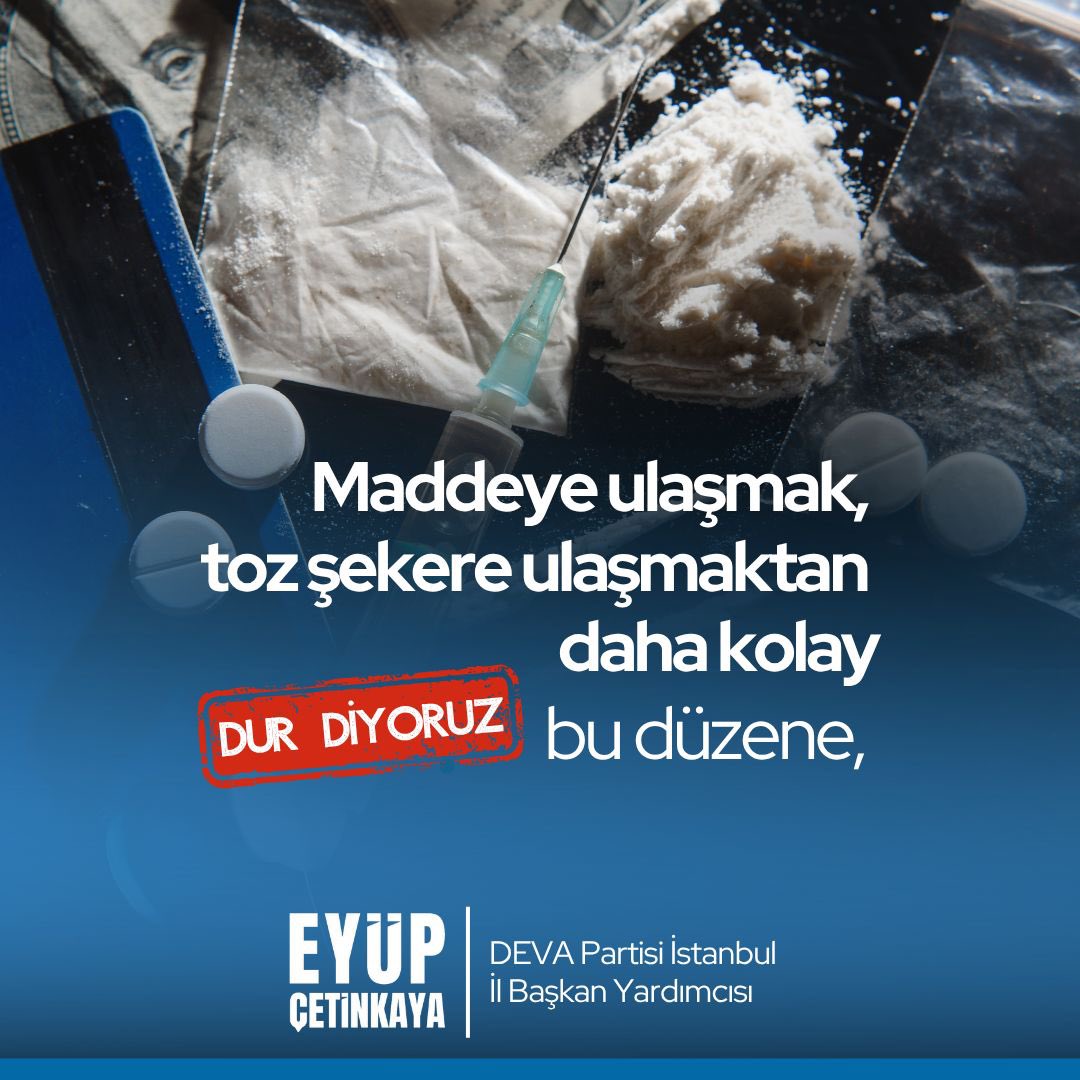 Maddeye ulaşmak, toz şekere ulaşmaktan daha kolay hale geldiyse sorun bireyde değil, sistemdedir.

Gençleri suçlayarak değil, koruyarak bu mücadeleyi kazanabiliriz.

Milletimiz adına #HesapVakti diyoruz!