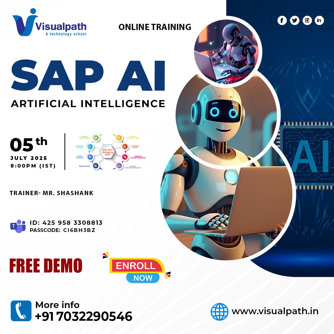 VisualpathPro's tweet image. 🌟 SAP AI Online Training – Free Demo Session!
Date: 05th July 2025🕗 Time: 8:00 PM IST
Join Link: bit.ly/3ZNQ8hC
 Meeting ID: 425 958 3308813 🔐 Passcode: Ci6BH3BZ
Call/WhatsApp: wa.me/c/917032290546 
 Visit: visualpath.in/sap-artificial… 
#SAPAI #SAPTraining #AItools