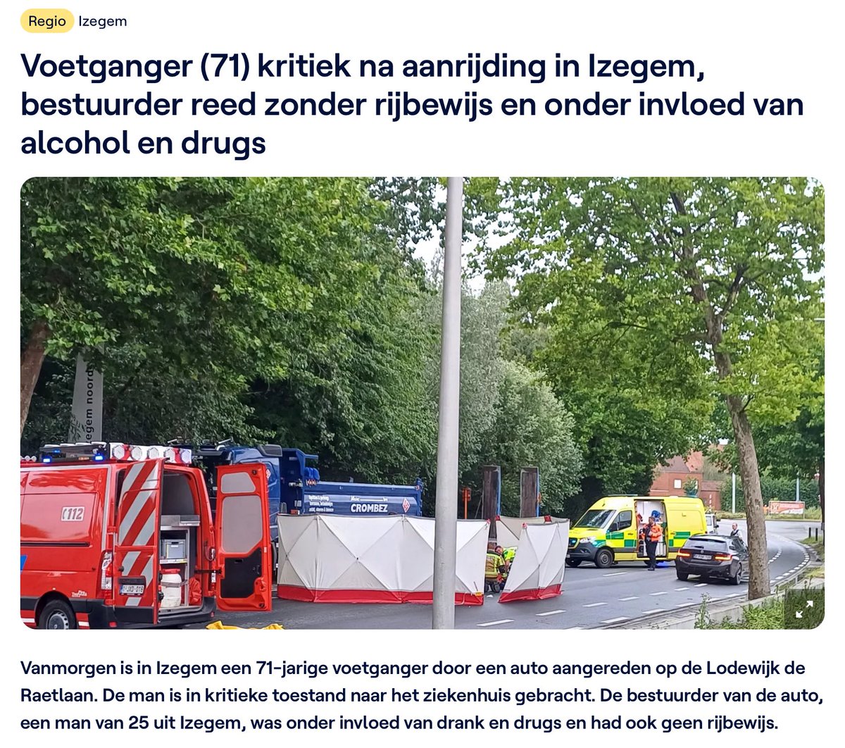 Geen rijbewijs. Onder invloed van drank én drugs. En dat om  9u ‘s morgens. 🤯
Dat individu mag toch nóóit meer een auto besturen, mag ik hopen?