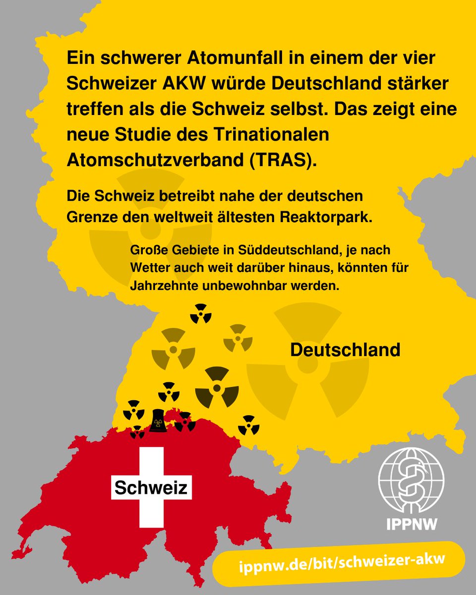 IPPNWgermany's tweet image. Neue Studie "Grenzenloses Risiko: Gefährdung Deutschlands durch schwere Unfälle in Schweizer Atomkraftwerken"
Mehr unter: ippnw.de/bit/schweizer-…