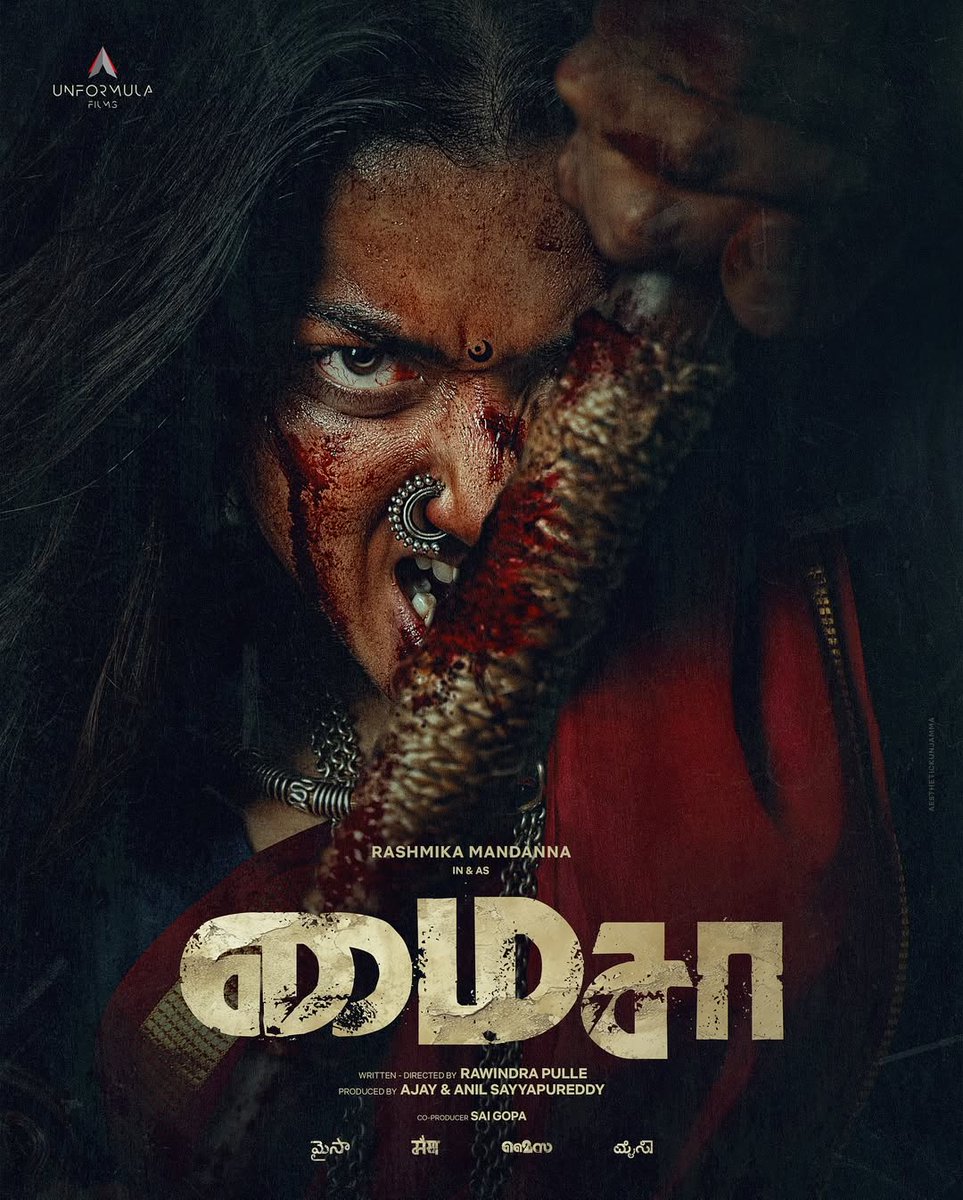 P V R C i n e m a s (@_pvrcinemas) on Twitter photo Raised with grit.
Relentless in will.
She roars.
Not to be heard, but to be feared.🔥
Presenting @rashmika_mandanna in her FIERCEST AVATAR in & as
#MYSAA ❤️🔥
Directed by @rawindrapulle
Produced by <a href="/unformulafilms/">UnFormula Films</a>
A PAN INDIAN FILM 🇮🇳
#RashmikaMandanna Raised with grit.
Relentless in will.
She roars.
Not to be heard, but to be feared.🔥
Presenting @rashmika_mandanna in her FIERCEST AVATAR in & as
#MYSAA ❤️🔥
Directed by @rawindrapulle
Produced by <a href="/unformulafilms/">UnFormula Films</a>
A PAN INDIAN FILM 🇮🇳
#RashmikaMandanna