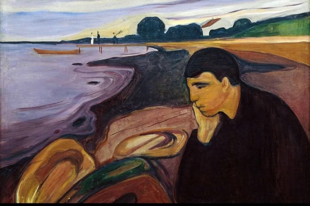 Melancholy 
Edvard Munch
 اک اور دریا کا سامنا تھا منیر مجھ کو 
میں ایک دریا کے پار اترا تو میں نے دیکھا
منیر نیازی 

Ik aur darya ka saamna tha Munir mujh ko 
Maiñ aik darya kay paar utra to maiñ nay daikha
Munir Niazi