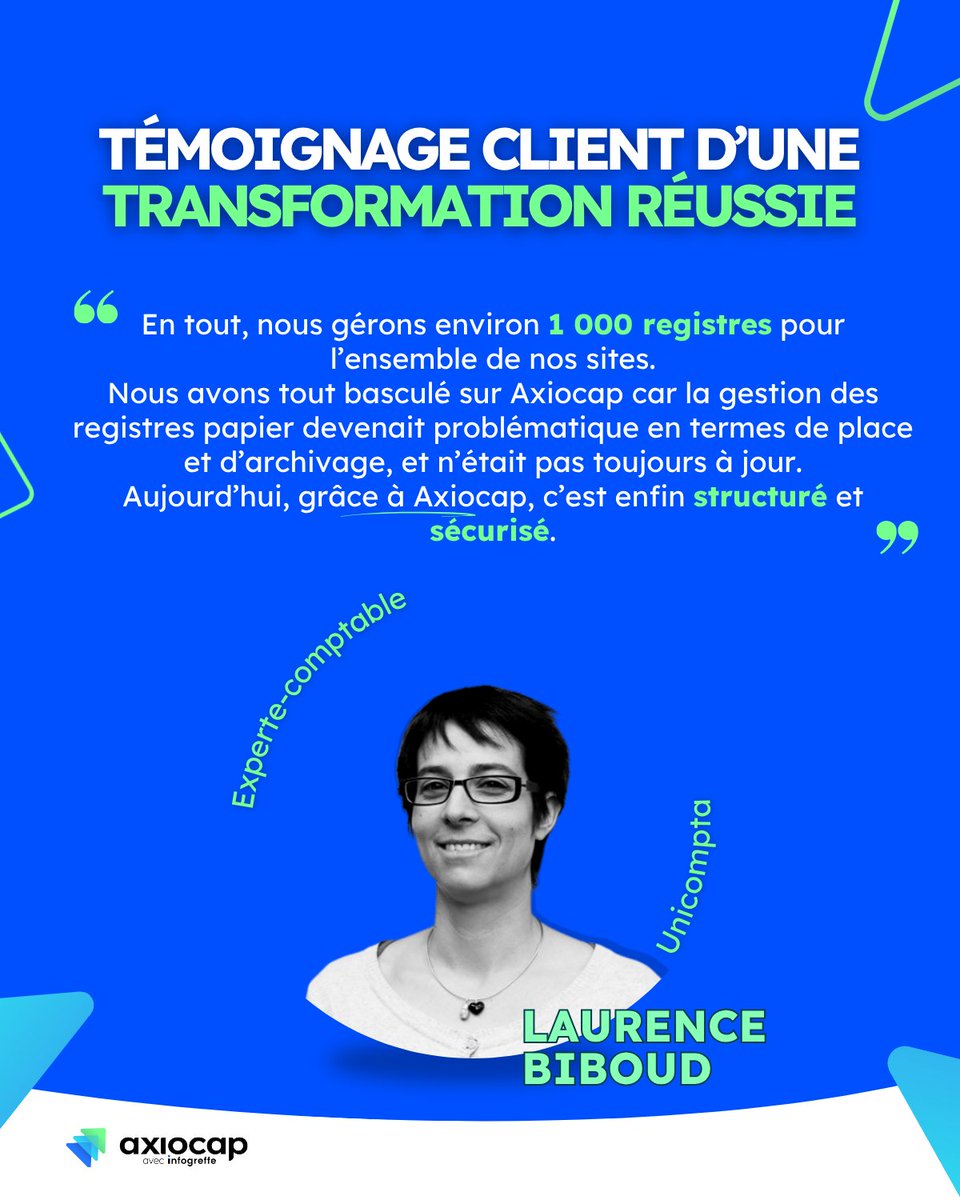 📖 “Avant, des registres papier incomplets… Aujourd’hui, tout est structuré, à jour, sécurisé.”

Laurence Biboud (<a href="/unicompta/">UNICOMPTA</a>) gérait +1000 registres : “C’était un casse-tête.”

Elle a choisi Axiocap pour digitaliser.
 👉 Demandez votre démo : bit.ly/3TBLLm6