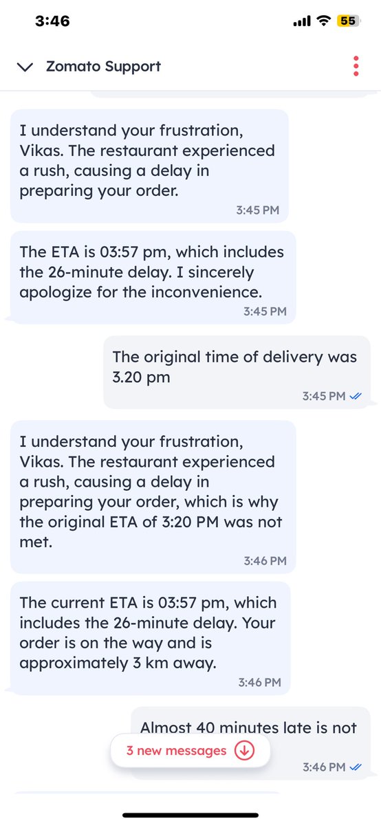 imvikasg's tweet photo. @zomato @deepigoyal @zomatocare 

Any delay is normal for Zonato , delivering cold food 35 mins late and when you ask they they say no refund.. is this why we take your tomato gold membership???? https://t.co/pitw4i0dcV