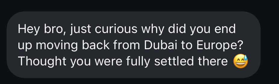 The main reason is family.

You only get so much time with them, and I’m not trading that in to save on taxes.
Flying back and forth just to see them for a weekend didn’t feel right.

You could offer me €100 million to see them less, my answer would still be no.
Some things are