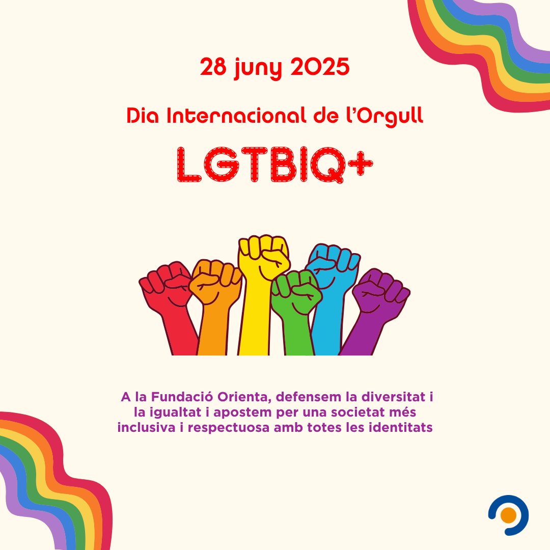 🏳️‍🌈 Demà, 28 de juny, és el Dia Internacional de l'Orgull LGTBIQ+ 🏳️‍🌈

🔗 Descobreix tota la programació de tallers i activitats organitzades als municipis on tenim presència: fundacioorienta.com/wp-content/upl…

#OrgullLGTBIQ #FundacióOrienta #LGTBIQ #28J