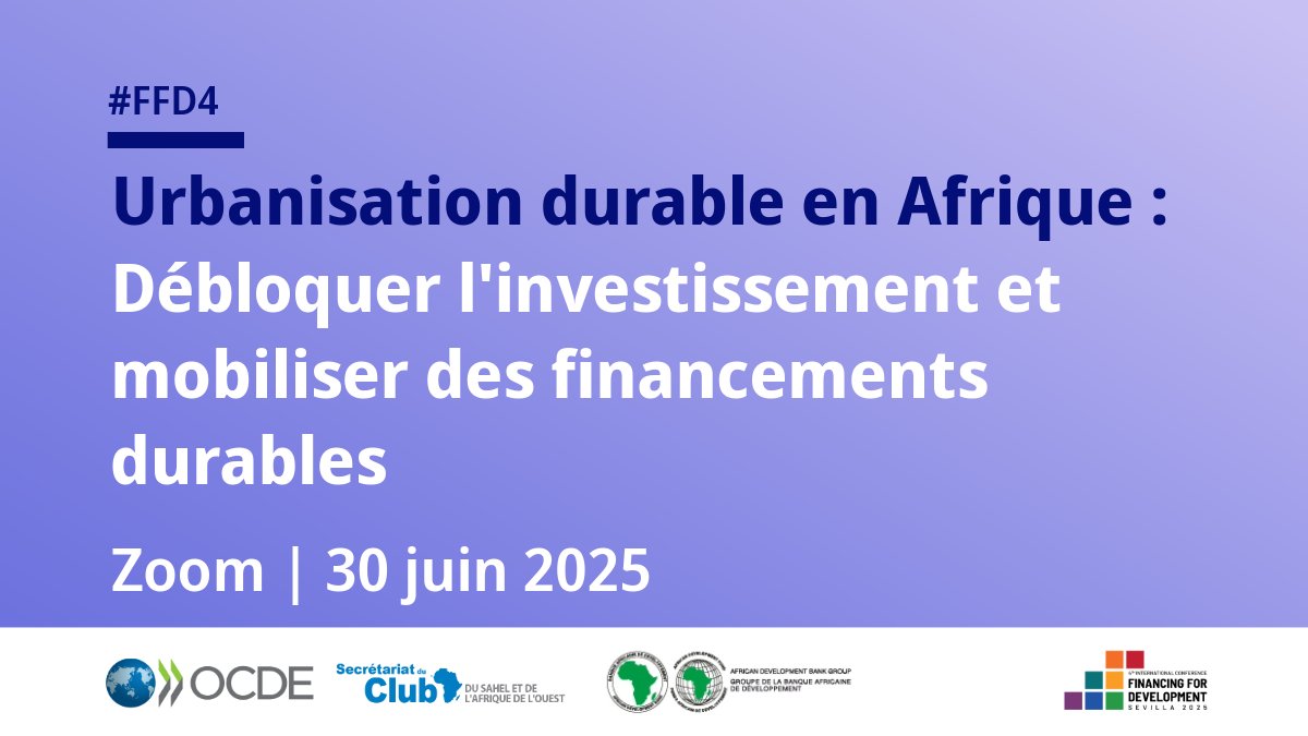 La croissance urbaine rapide en Afrique appelle à un renforcement des investissements dans les infrastructures et les services publics. Cependant, la plupart des villes manquent de financement pour répondre aux besoins croissants.
📆30 juin
🔗oe.cd/SWACFFD4