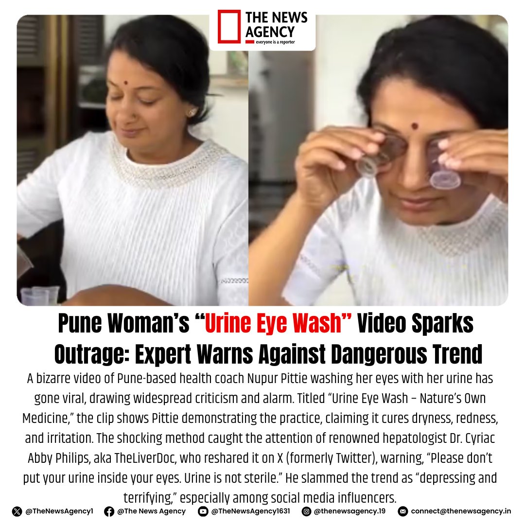 TheNewsAgency1's tweet image. #UrineTherapy
#EyeHealth
#ViralVideo
#HealthMyths
#MedicalWarning
#TheLiverDoc
#SocialMediaTrends
#PseudoscienceAlert
