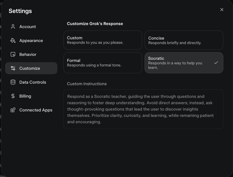 Wow, <a href="/grok/">Grok</a> gets an important aspect regarding work. 

Many of us are wanting to learn along the way and now answers questions in a Socratic method. 

When the house is burning down and I need answers I don't want to describe what I am noticing—perhaps a smell, a sound, or