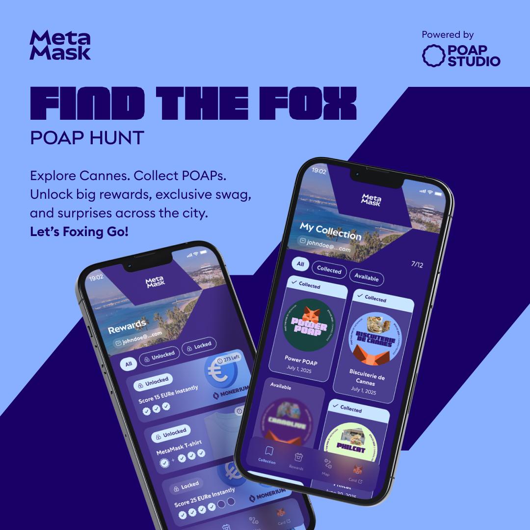 MetaMask.eth 🦊 (@metamask) on Twitter photo The hunt begins. 🦊
Find the Fox kicks off now at <a href="/EthCC/">EthCC - Ethereum Community Conference</a>. 🇫🇷
Explore the city of Cannes, find the fox at participating merchants, and unlock exclusive MetaMask POAPs and prizes!
Rewards are limited - get started now. 👇 The hunt begins. 🦊
Find the Fox kicks off now at <a href="/EthCC/">EthCC - Ethereum Community Conference</a>. 🇫🇷
Explore the city of Cannes, find the fox at participating merchants, and unlock exclusive MetaMask POAPs and prizes!
Rewards are limited - get started now. 👇
