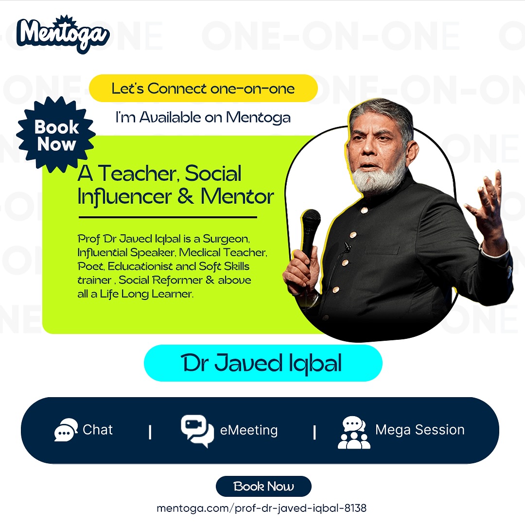 mentogacreators's tweet image. 🌟 Learn. Grow. Transform.

Book a 1:1 with Prof. Dr. Javed Iqbal — surgeon, speaker, teacher &amp;amp; lifelong learner.

Mentorship | Soft Skills | Career &amp;amp; Life Guidance 🚀
🔗 mentoga.com/prof-dr-javed-…

#Mentoga #JavedIqbal #CareerMentor #LifeCoach #MedicalMentor