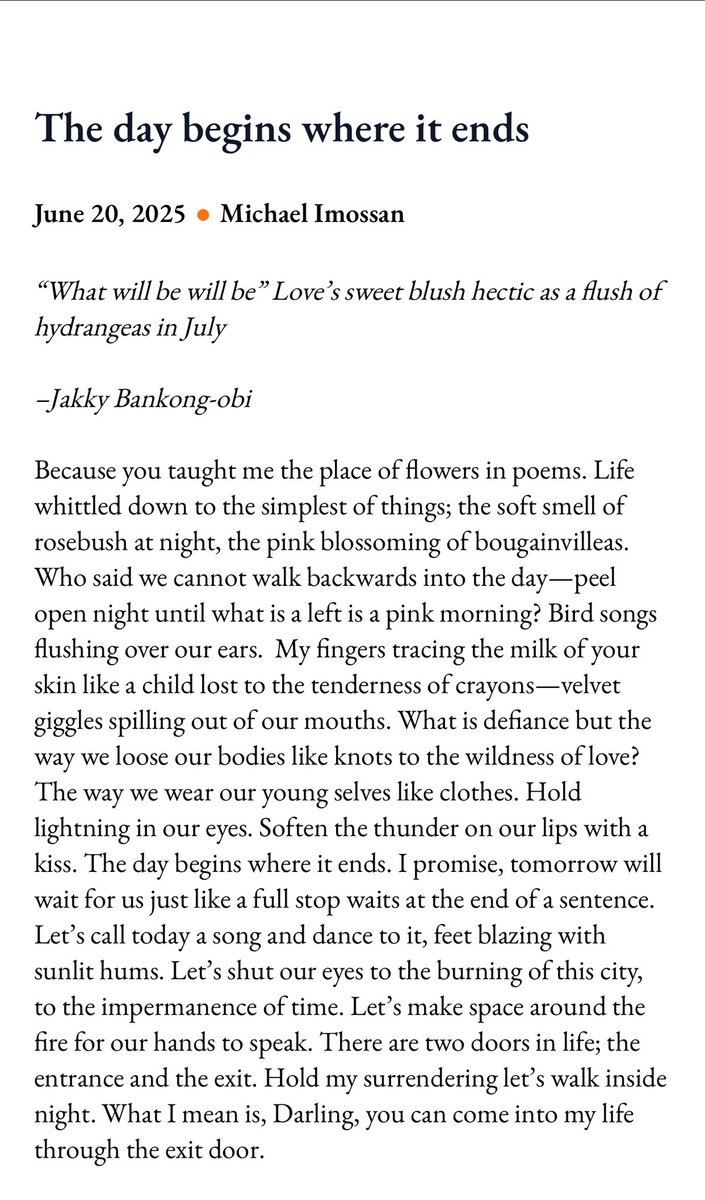 michael_imossan's tweet image. Hey guys,
Thanks to the editor at Luminary Lines Magazine, I have two poems up. You can read them and other wonderful poems from wonderful poems via the link;
luminarylines.ng/category/poetr…
Thank you 🤗