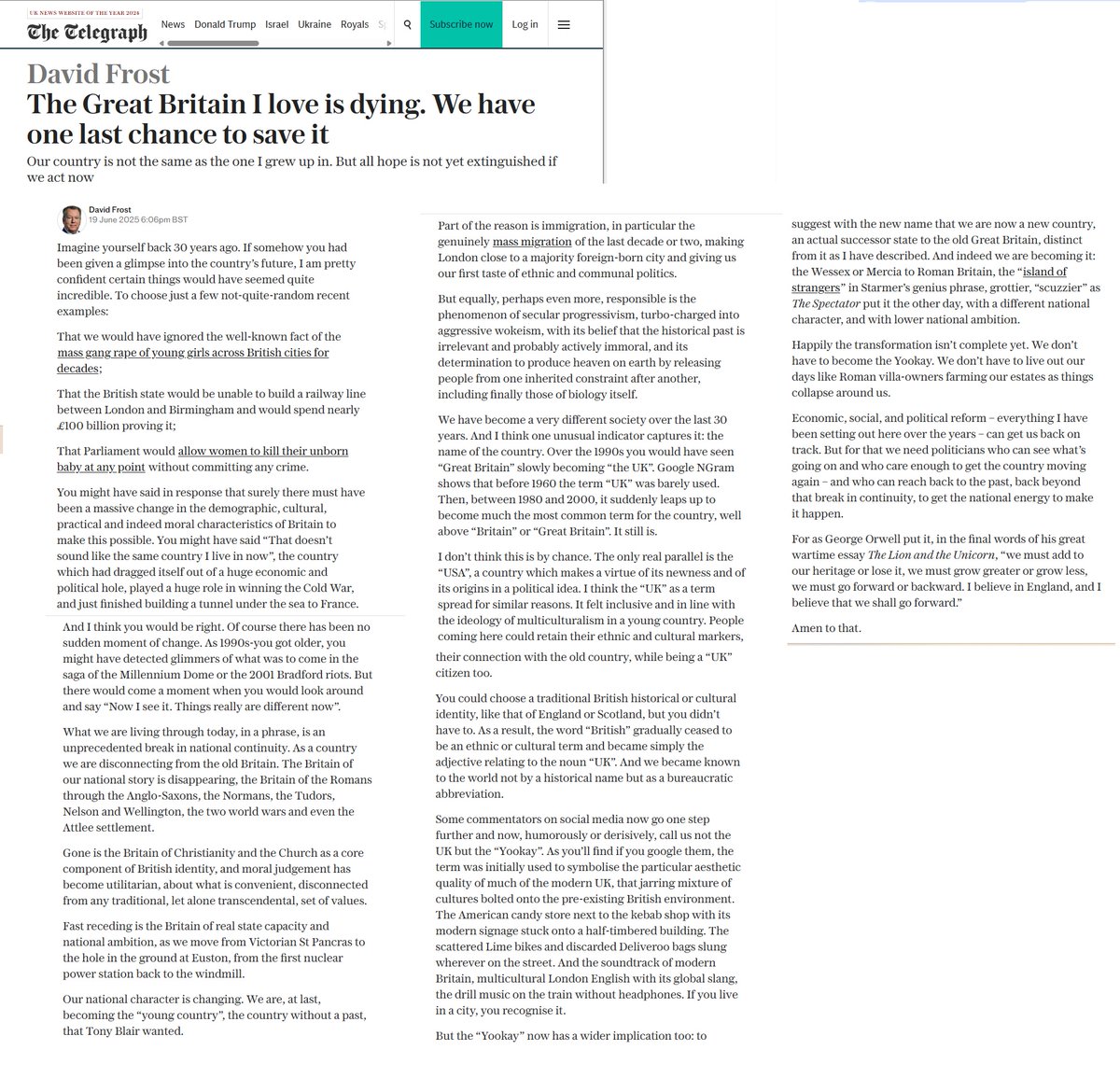 ChristLm7's tweet image. #davidFrost -Great Britain is dying #telegraph