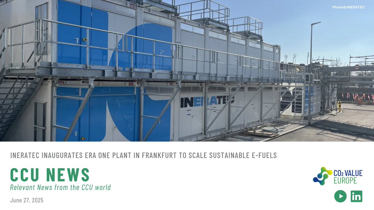 Our member <a href="/INERATEC_global/">INERATEC</a> has inaugurated ERA ONE, the largest e-Fuel plant of its kind in Europe. Located in Frankfurt, it will produce 2,500 tonnes of e-Fuels annually, supplying sustainable aviation fuel (e-SAF), e-Diesel, and e-Chemicals.

More at bit.ly/3TbNzSQ.