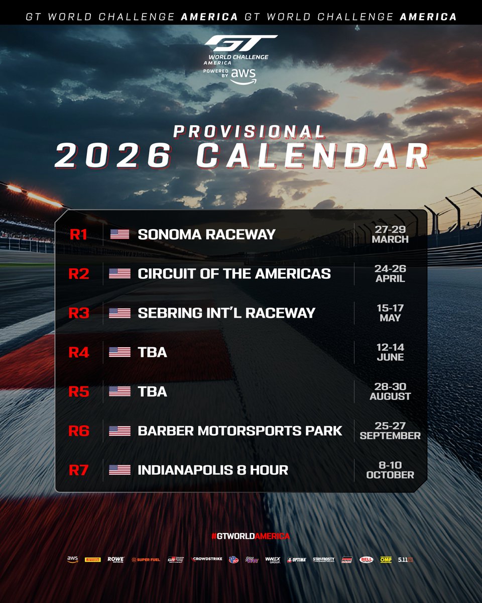 gtworldcham's tweet image. Same, same, different, but same 😉

Our 2026 calendar is loaded with familiar dates and circuits, but with a twist! New for next year, we’ll be switching to a refreshed, one-race, three-hour format for six out of our seven weekends.

Our finale, of course, will remain as an…
