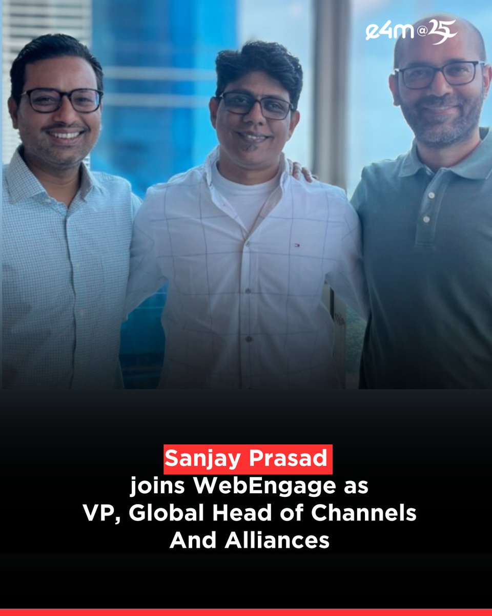 e4mtweets's tweet image. Sanjay Prasad joins @WebEngage as VP, Global Head of Channels And Alliances.
Prasad has held key leadership roles at organizations such as IBM, HP, Oracle, Red Hat, LeadSquared and MoEngage.

Read the full story - exchange4media.com/people-movemen…

#e4m #SanjayPrasad #WebEngage…