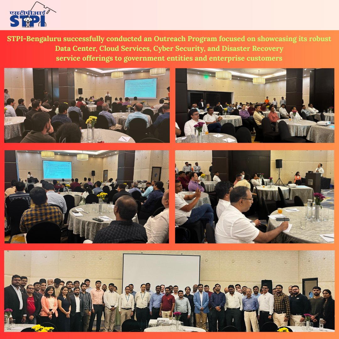 STPI-Bengaluru successfully conducted an Outreach Program focused on showcasing its robust Data Center, Cloud Services, Cyber Security, and Disaster Recovery service offerings to government entities and enterprise customers.
The session provided valuable insights into how STPI’s