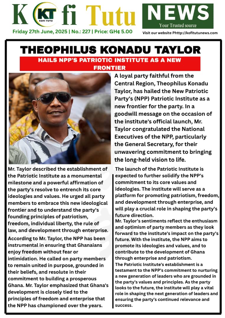 TKTaylor's tweet photo. I extend my heartfelt congratulations to the National Executives of our great party, the NPP,particularly the GS, @justinkfrimpong, for their unwavering commitment to bringing this long-held vision to life.I urge all members,young and old, to embrace this new ideological frontier https://t.co/MYAq1d7att