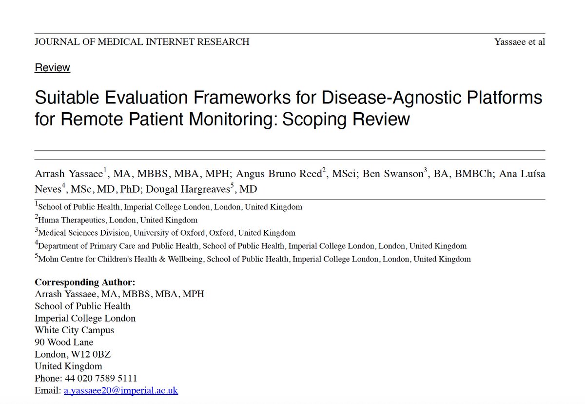 Ana Luísa Neves (@ana_luisa_neves) on Twitter photo How should we appraise, benchmark, and regulate disease-agnostic platforms?
See our scoping review in <a href="/jmirpub/">JMIR Publications</a> looking at this challenge, led by <a href="/ArrashYassaee/">Arrash Arya Yassaee</a> with Angus Reed, Ben Swanson & Dougal Hargreaves.jmir.org/2025/1/e68910 <a href="/Imperial_PCPH/">Department of Primary Care & Public Health</a> <a href="/Imperial_GDHU/">Global Digital Health Unit</a> <a href="/ARC_NWL/">NIHR ARC Northwest London</a> How should we appraise, benchmark, and regulate disease-agnostic platforms?
See our scoping review in <a href="/jmirpub/">JMIR Publications</a> looking at this challenge, led by <a href="/ArrashYassaee/">Arrash Arya Yassaee</a> with Angus Reed, Ben Swanson & Dougal Hargreaves.jmir.org/2025/1/e68910 <a href="/Imperial_PCPH/">Department of Primary Care & Public Health</a> <a href="/Imperial_GDHU/">Global Digital Health Unit</a> <a href="/ARC_NWL/">NIHR ARC Northwest London</a>