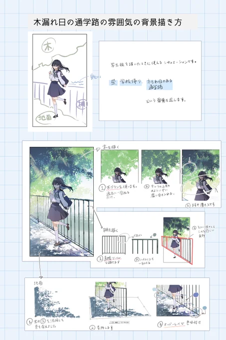 17🎨個人的通学路背景描き方🦜  #講座 #イラスト #Tips 