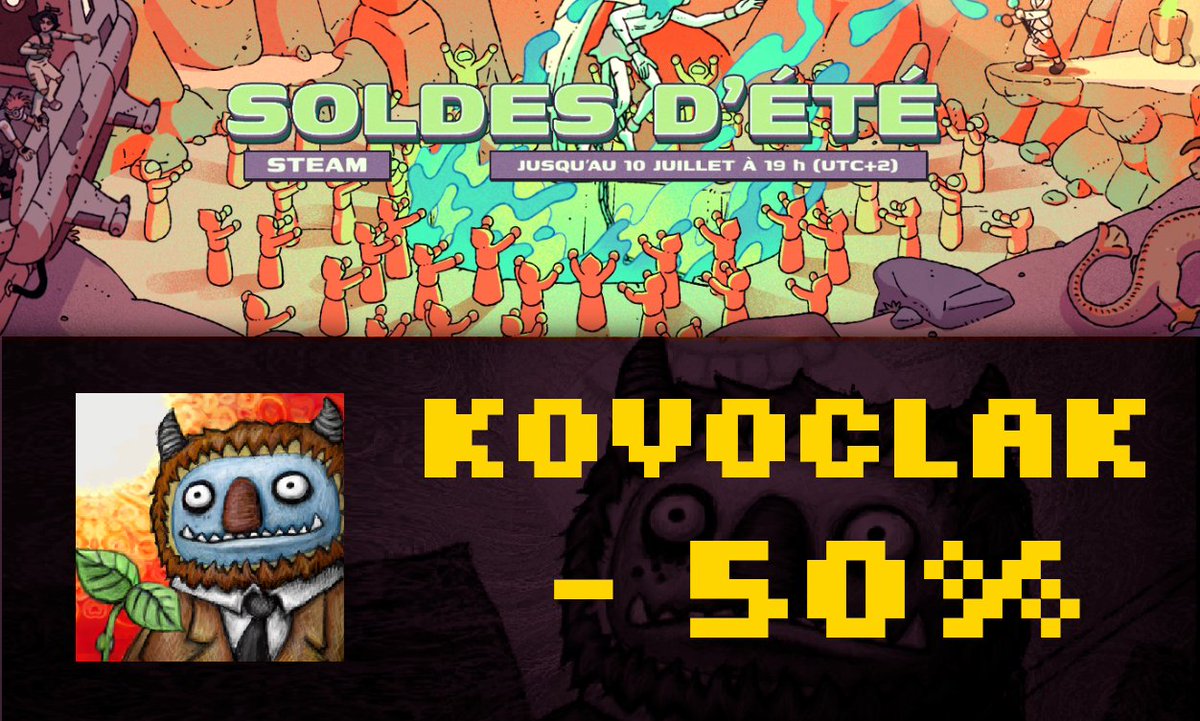 lingouf's tweet photo. 🌞 Kovoclak - 50% !!!
€4.87 during the Steam Summer Sale!
https://t.co/wXzCRD8vGz
#Kovoclak #SteamSummerSale2025 #SoldesSteam #SteamSale #IndieGame #NarrativeGame #SatiricalGame #PixelArt #CritiqueSociale #JeuIndé #IndieDev https://t.co/KpjBOpNVbn