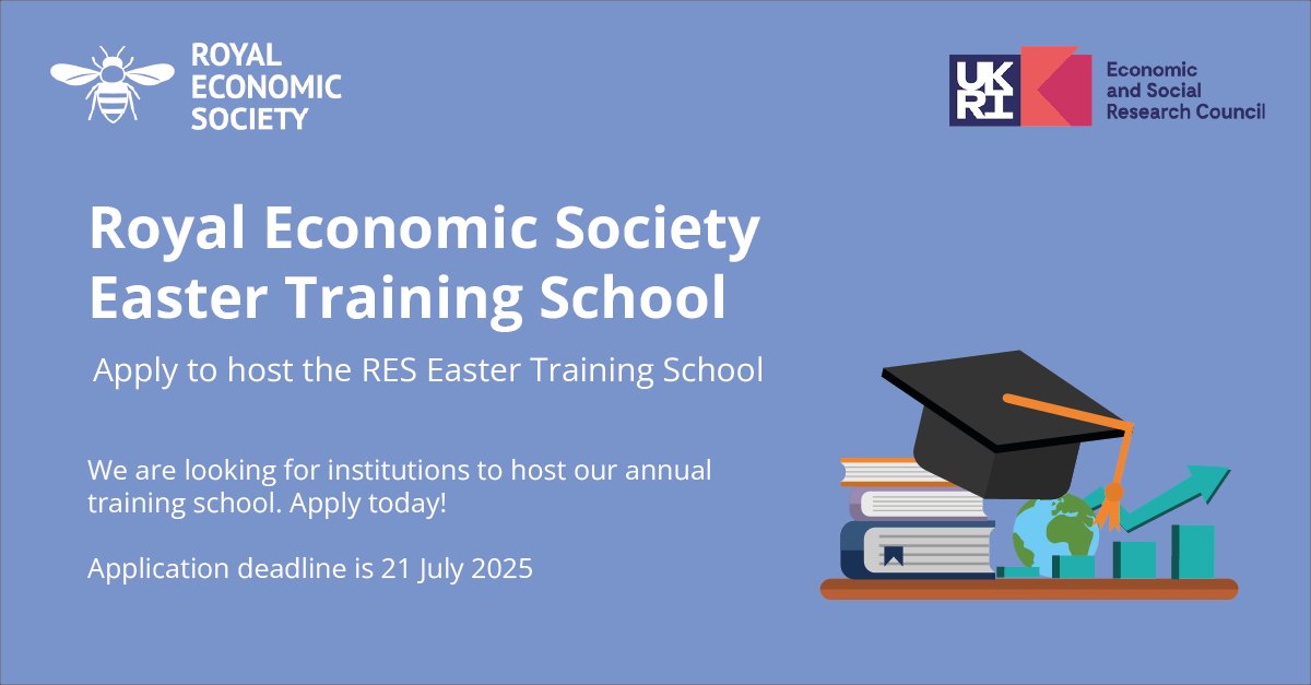 📢 The RES Easter Training School has supported doctoral students for 25+ years. From 2026, we're seeking a UK institution to host it for 1–2 years.

🗓️ Submit expressions of interest by Mon 21 July
🔗 Info: bit.ly/3OUUNaL

#EasterSchool #RESEvents #EconTwitter