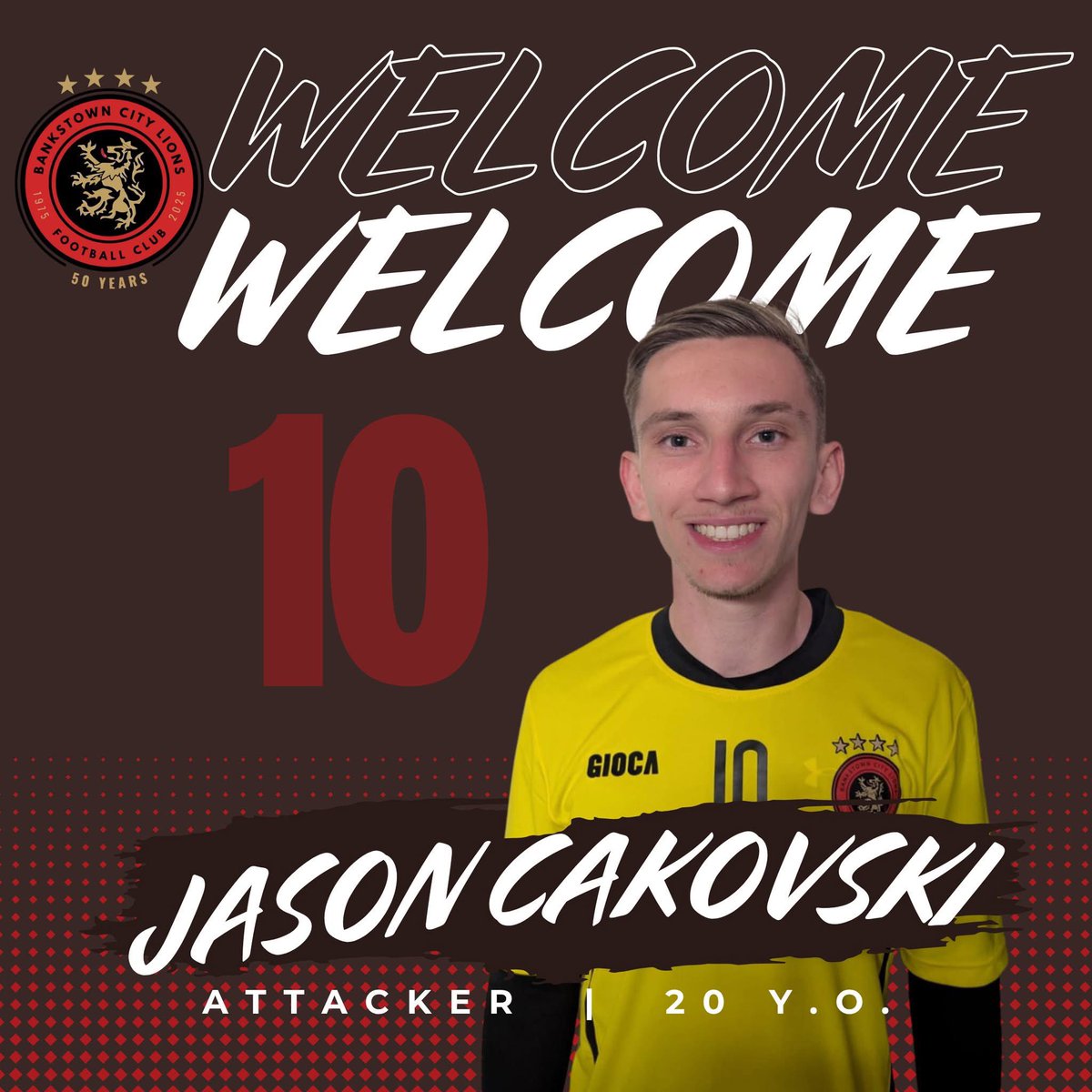 SIGNING | 

The Bankstown City Lions are pleased to announce the signing of Jason Cakovski.

Jason arrives at Jensen Park from Rockdale Ilinden and will wear the no 10 jersey this season.

A player with fine attacking flair - welcome to the Lions Caka 

#NapredSydneyMakedonia