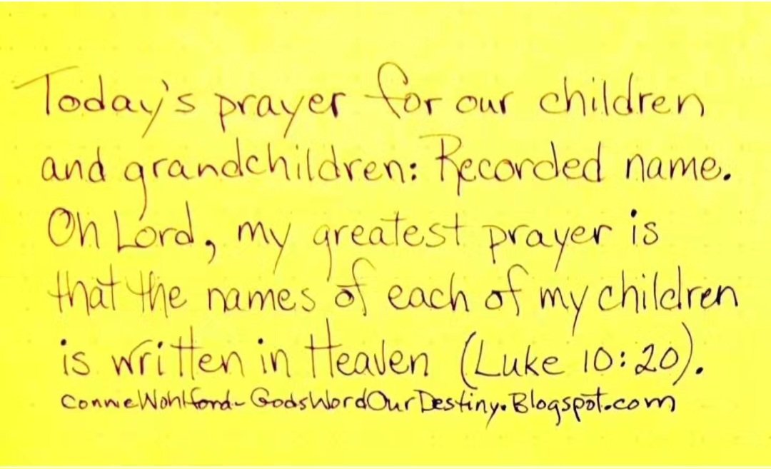 wohlford_connie's tweet photo. Today for our #children and #grandchildren: recorded name.
#recordedname #writteninheaven #eachone #alltheirnames #Heaven #recorded #GodsWordOurDestiny #name #names #greatestprayer #joy https://t.co/exXzjjnuoM https://t.co/j8qgog7Dsq