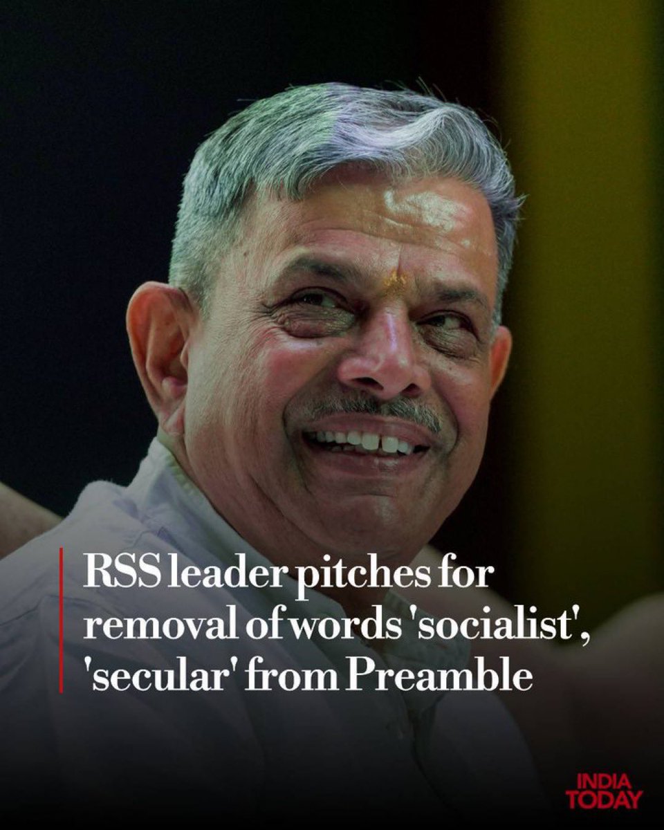 s_karkala's tweet image. This is #RSS leader Dattatreya Hosabale. He has a problem with India being #secular.! 

Of course, It is no wonder that the leader of an organization that has never accepted the Indian Constitution, the National Anthem, or the Tricolour, is saying this.