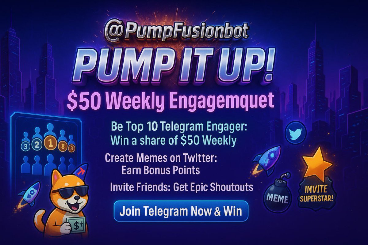 Epic Weekly Reward Program! 🥳
Hey PumpFusion fam!  We’re pumped to launch our Weekly Top 10 Engagers Reward Program! Dive into the action, show your love for PumpFusionbot, and grab your chance to win BIG and gain recognition in our community!   

How It Works?
Top 10 Engagers: