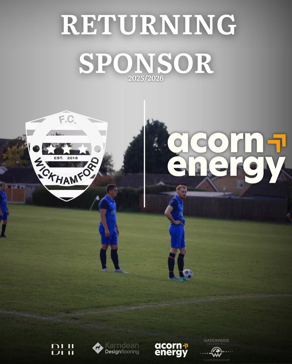 FCWickhamford's tweet photo. ‼️ Returning Sponsor ‼️ 

We are delighted to have Acorn Energy again as a sponsor for the upcoming season. 

Acorn Energy are a local business energy consultancy who can save you time, money and effort on your business energy contracts.

Thank you Acorn Energy! https://t.co/DLP9AqxNHu